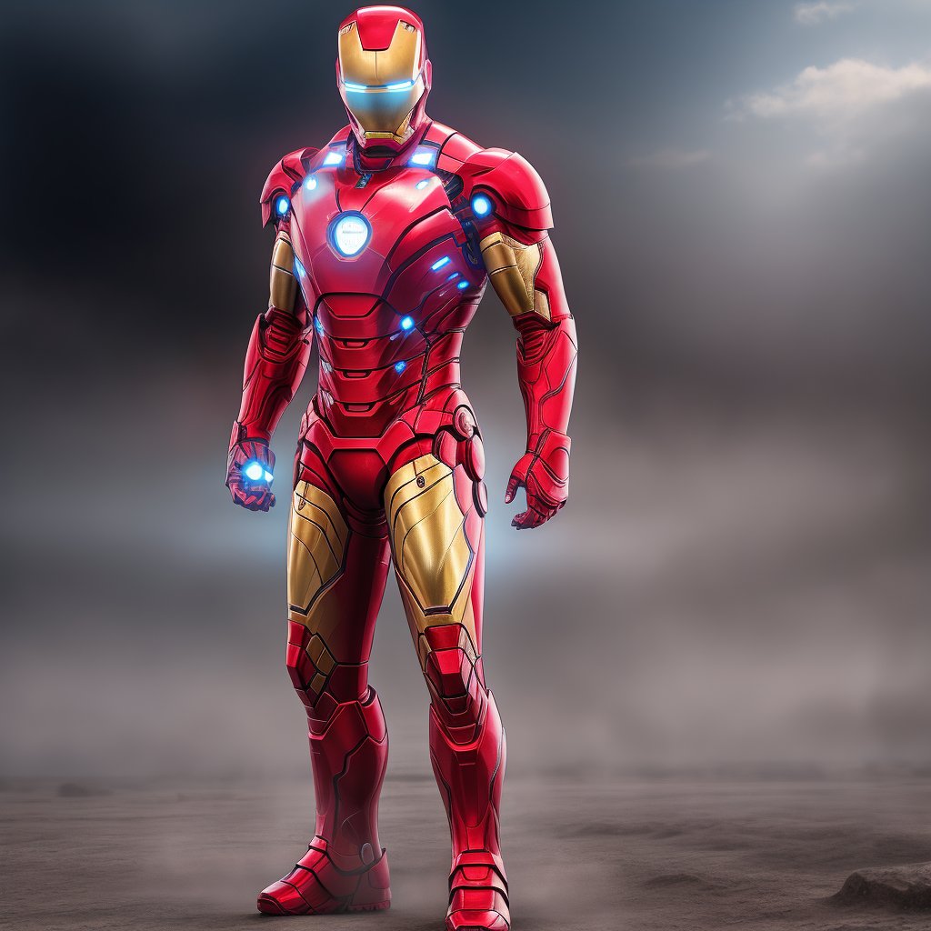 00526-3132372294-Ironman  solo, looking at viewer, blue eyes, 1boy, standing, male focus, glowing, helmet, robot, clenched hand, glowing eyes, sc.jpg